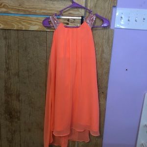 Orange dress with embellished straps